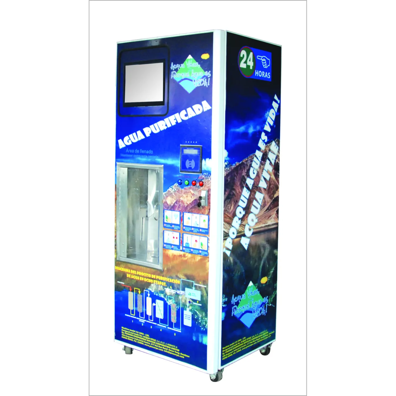 Custom smart refill chilled distilled water vending machine