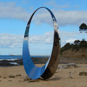 Escultura Moderna Abstracta de Gran Tamaño para Exteriores, Espejo de Acero Inoxidable Pulido, Decoración de Arte Público para Jardín, Parque o Plaza - Product Image 4
