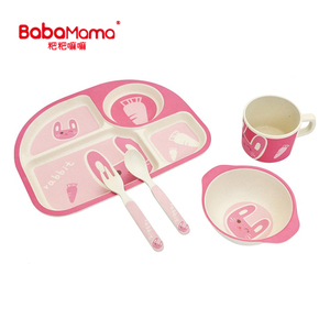 Non Toxique Réutilisable Château 5 Pièce Enfant Dîner Ensemble de bambou Bébé Alimentation Bol Cuillère Fourchette Tasse pour Les Garçons et Les Filles - Product Image 5