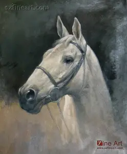 Pintura abstracta de cara de animal, arte de caballo blanco