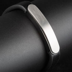 Gelang Pria Marlary Fashion, Dapat Diukir, Polesan Tangan, Gelang Kulit dan Baja Anti Karat Kosong untuk Diukir - Product Image 3