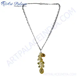 Best Seller alla moda citrino e pietra preziosa di cristallo 925 collana in argento perline argento collana gioielli regalo per lei