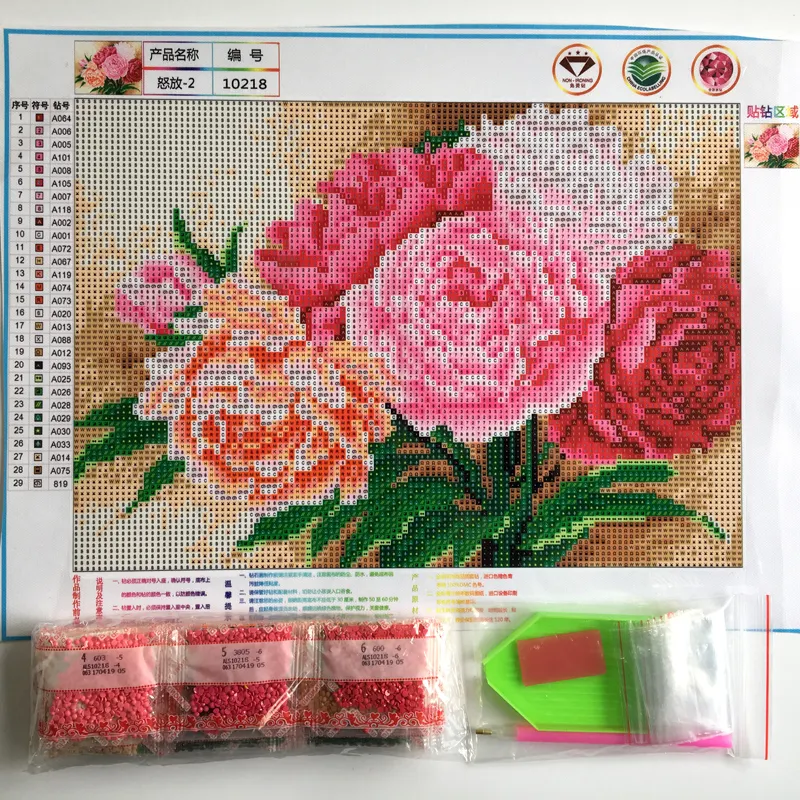 Mosaïque de diamant en rose petite taille, bricolage de motif de roses