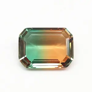 Новинка 2019 изумрудная огранка стеклянный драгоценный камень двухцветный синтетический арбуз турмалин