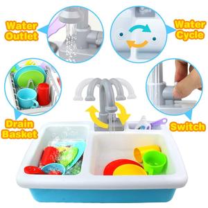 DWI Dowellin Pretend Play School Kitchen Sink Funny <strong>Washing</strong> <strong>Machine</strong> <strong>Toy</strong> With Running Water - Product Image 4