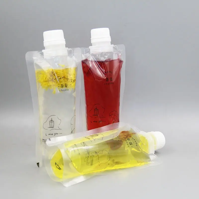 50ml 100ml 500ml special shape plastic packaging bag for juice soft drink and fruit juice stand up spout pouch