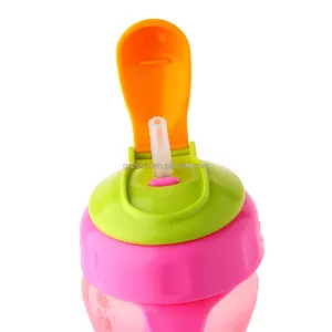 Plastic Kids Cup with Reusable Lid and Curly Straw - 250/Case