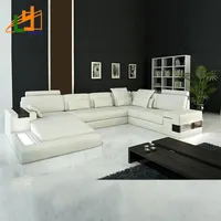best price OEM ODM elegant chaise lounge u shape corner sofa 5 seater latest design sofa set with lamps