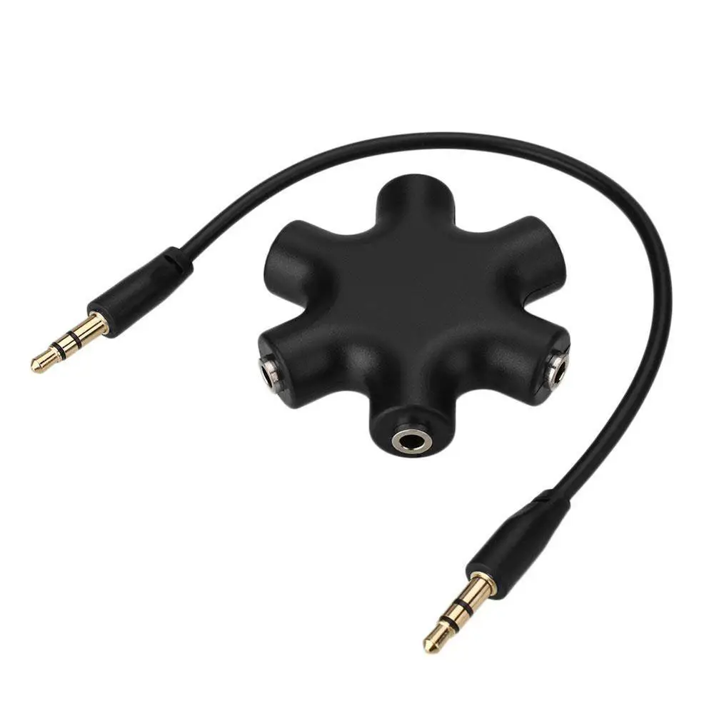 6-Way 6 Ports 3.5ミリメートルStereo Audio Headset Hub SplitterにUp 5 Headphones For MP3 Mp4