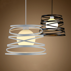 Barra de hierro jaula de alambre decoración anillo moderno colgante led <span class=keywords><strong>E27</strong></span> lámpara colgante - Product Image 3