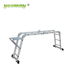 Aluminum Scaffolding And Ladders En131 Factory Manufacture Aluminium Folding Ladder 346cm Scaffolding 4x3 Steps Platform Ladder