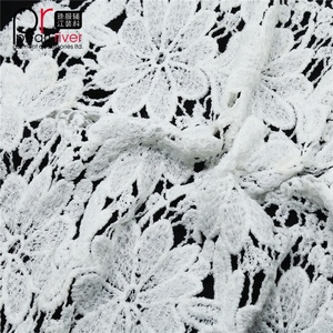 Tissus <span class=keywords><strong>en</strong></span> dentelle de coton <span class=keywords><strong>guipure</strong></span> à fleurs blanches brodées pour robes de mariée pour femmes - Product Image 3