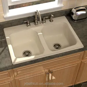 2016 מוצרים חדשניים פורצלן undermount זוגי כביסה יצוק ברזל כיור במטבח - Product Image 1