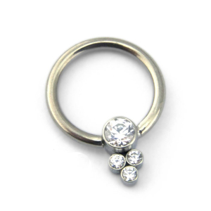 Samsung — bague de perles 120mm en titane F136, ensemble de pierres précieuses CBR, avec lunette, 4 emplacements CZ - Product Image 1