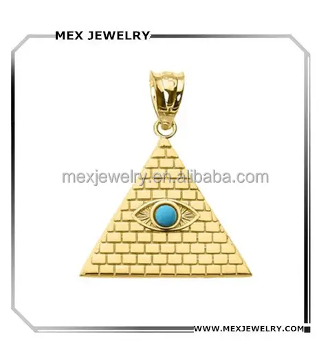 roestvrij staal gouden piramide <span class=keywords><strong>egyptische</strong></span> turquoise boze oog hanger sieraden