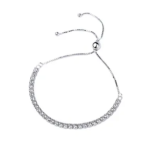 Hot selling 925 sterling silver adjustable bracelet fine jewelry full zircon diamond tennis bracelet for women