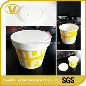 Barato desechable sopa de papel taza de papel con tapa y plato de sopa desechables