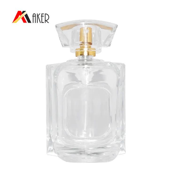 100 mL claro única forma de botella de perfume de vidrio con pulverizador de perfume al por mayor