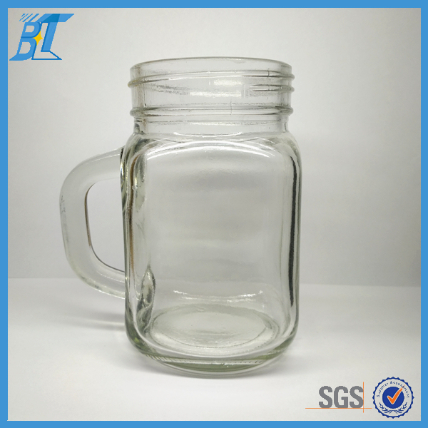 Verre tasse avec couvercle du trou et mason jar avec poignée de paille verres