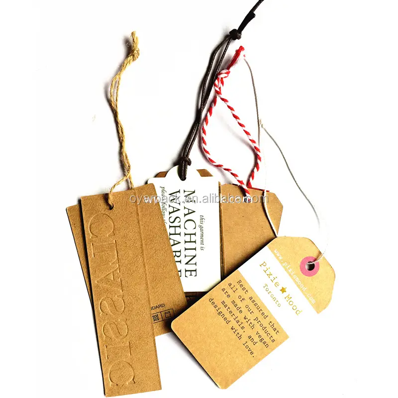 garment logo string recycled brown kraft paper tag with eyelet