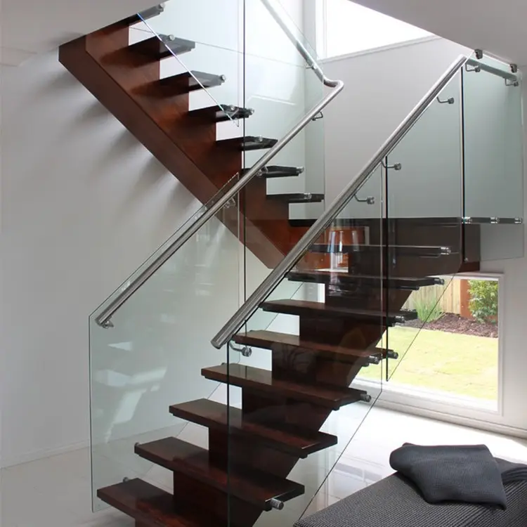 Trilho de vidro transparente novo design para escada interna
