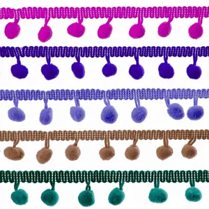 2018 wholesale fringe decorative cotton lace trimming pom pom ball lace ribbon