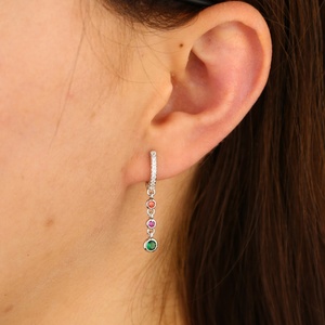 Promotion Colorful Round Dot Cz Tassel <strong>Gold</strong> Silver Plated Fashion Trendy Women <strong>Dangle</strong> <strong>Earring</strong> - Product Image 3