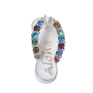 HUSURU Personalized Custom Name Rainbow Crystal Slippers Flip Flops Charms Shoe Pendant <strong>Summer</strong> Beach <strong>Jewelry</strong> for DIY - Product Image 3