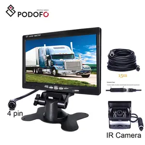 Podofo 7 "ЖК-дисплей, автомобильный монитор заднего вида, 4-контактный разъем, Автомобильная камера заднего вида для трейлеров RV Caravan Campers