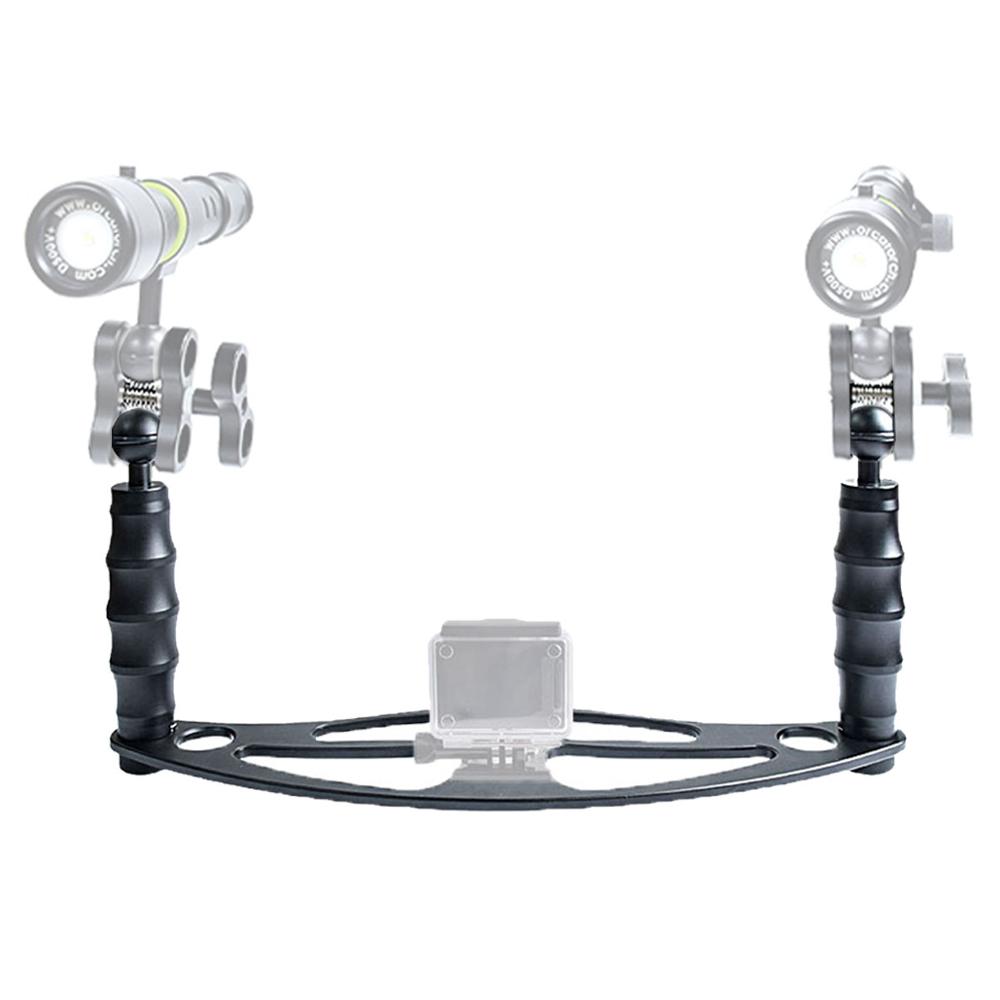 Автомобильное зарядное устройство из алюминиевого сплава с двумя ручной рычаг Дайвинг лоток для фонарик подводный лоток для камеры для дайвинга с корпус держатель