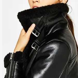 Luxury Winter Women Biker Jacket Coats With Fur Collar