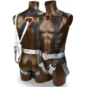 KSEIBI Safety Harness Fall Arrest Full Body Roofing Kit with Large Hook Lanyard