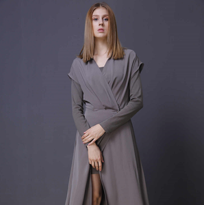 Diseño Simple de <span class=keywords><strong>la</strong></span> longitud del tobillo desmontable de dos piezas División largo vestido de las mujeres - Product Image 4