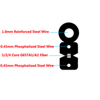 Figur Aerial Overhead Luar Ruangan 8 Tipe FTTH Kabel Drop Serat Optik Mode Tunggal 2 Core