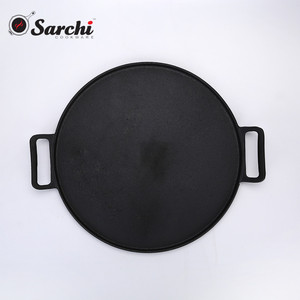 12 Inch Large Flat Bottom <strong>Pancake</strong> <strong>Pan</strong> Cast Iron Griddle Pizza <strong>Pan</strong> - Product Image 2