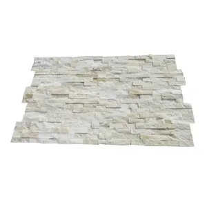 Dekoratif Yellowwish beyaz kuvarsit taş Panel duvar kaplamaları işlenmiş taş