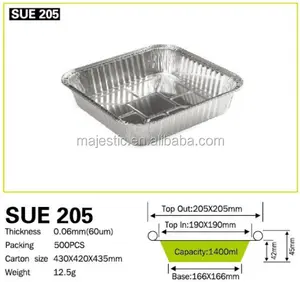 アルミフォイルフード8インチスクエアパン卸売超高品質アルミ容器包装