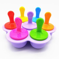 7 trous En Silicone Mini Sucettes Glacées Moule de Boule De Glace Sucette Fabricant de Popsicle Moules Bébé BRICOLAGE Alimentaire Fruit Shake Glacé à La Crème Glacée Moule