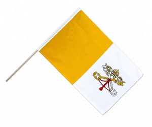 Personalizado 14*21cm mano bandera seda Material Ciudad <span class=keywords><strong>del</strong></span> <span class=keywords><strong>Vaticano</strong></span> bandera poliéster Banner - Product Image 1