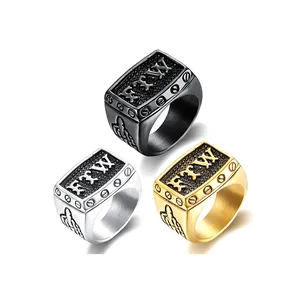 Rock Rock Fashion Mens Brief FTW Midden Vinger Ring 316L Rvs Sieraden Nieuwste Biker Mannen Zwarte Ring
