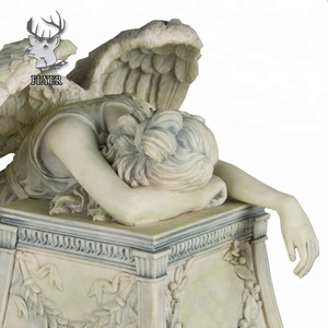 Nuova Statua di Angelo Piangente in Pietra Scolpita, Statua di Angelo Piangente in Marmo Naturale per Cimitero - Product Image 5