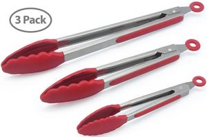 Premium isıya dayanıklı mutfak eşyaları paslanmaz çelik silikon gıda maşa, barbekü Tong,9 "& 12" silikon mutfak maşası - Product Image 2