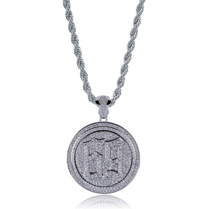 Collier pendentif de <span class=keywords><strong>rappeur</strong></span> avec disque rotatif en zircone <span class=keywords><strong>69</strong></span>, bijoux HipHop DY - Product Image 2