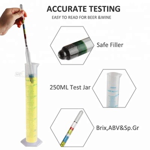 Şarap bira Mead & cider-abv Brix ve yerçekimi <span class=keywords><strong>Test</strong></span> kiti için üçlü ölçekli hidrometre ve 250ml plastik <span class=keywords><strong>Test</strong></span> kavanozu - Product Image 6