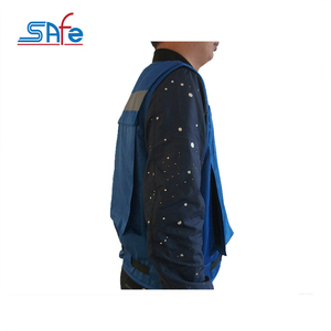 سترة أمان زرقاء 100% قطن للعمال، سترة عاكسة عالية الوضوح بألوان فلورية - Product Image 2