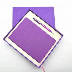 custom logo metal crystal pen and notebook business gift set