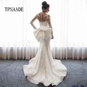 Appliques 2025 pizzo gonna staccabile manica lunga sirena <span class=keywords><strong>abito</strong></span> da <span class=keywords><strong>sposa</strong></span> YF033 - Product Image 4