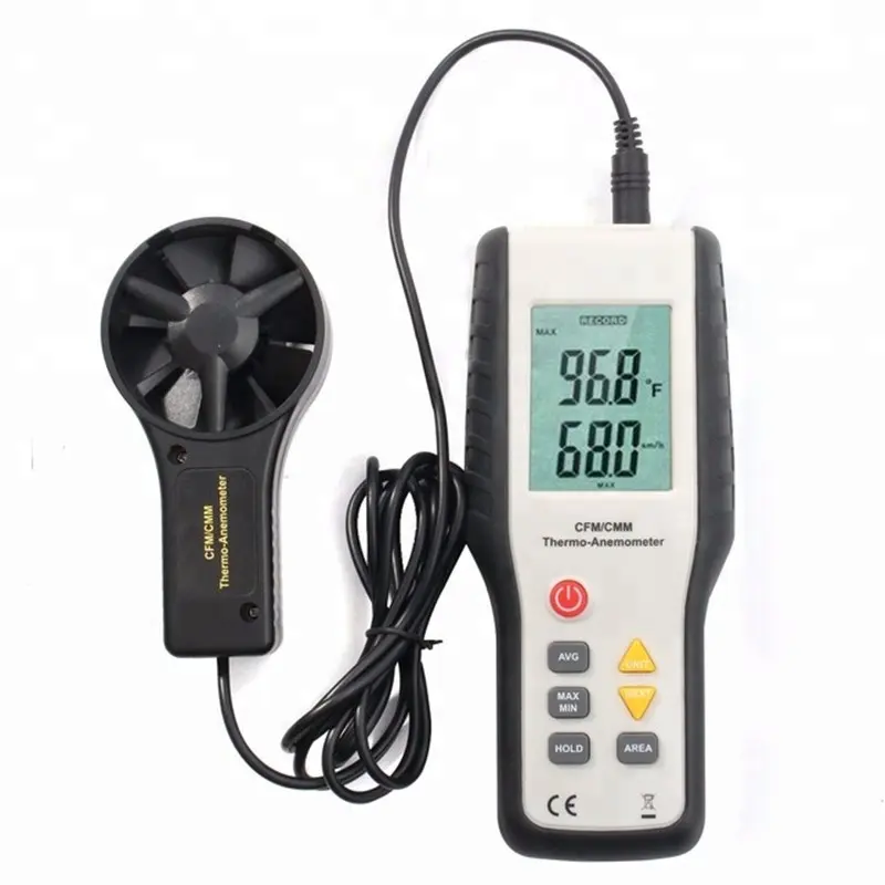 HT-9819 LCD Anemometer ดิจิตอลเครื่องวัดความเร็วลมเครื่องวัดลมอุปกรณ์มือถือพร้อมกระเป๋าถือ CFM/CMM เทอร์โม Anemometer