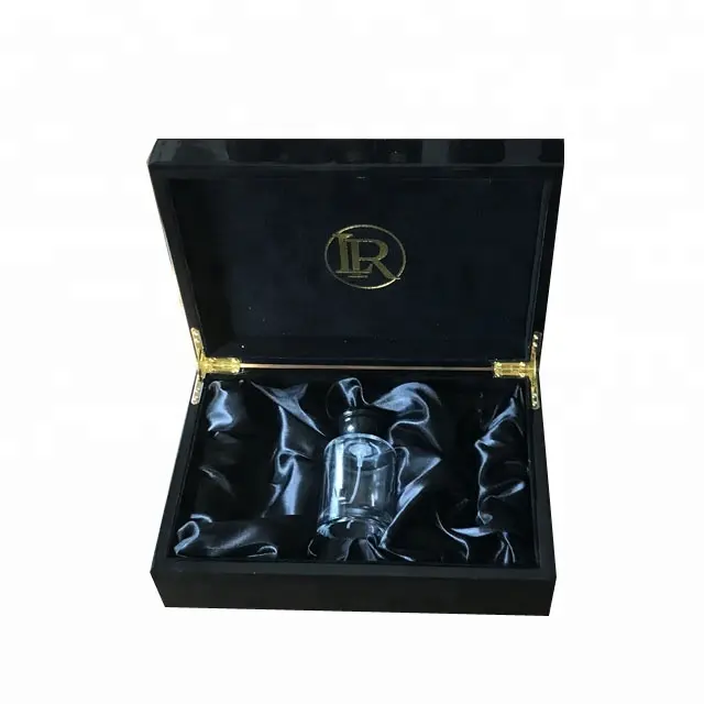Desain Baru Kotak Parfum Kotak Set Botol Parfum Kayu Lacquer Hitam Piano Set Casing Parfum