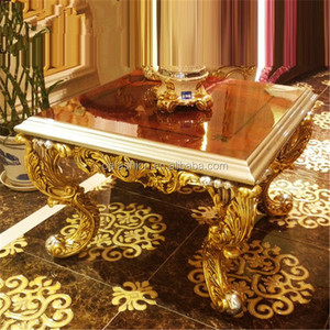 OE-FASHION di lusso in <span class=keywords><strong>oro</strong></span> <span class=keywords><strong>foglia</strong></span> di palazzo reale di re francese di stile francese soggiorno tavolino di legno/legno tavolino - Product Image 1